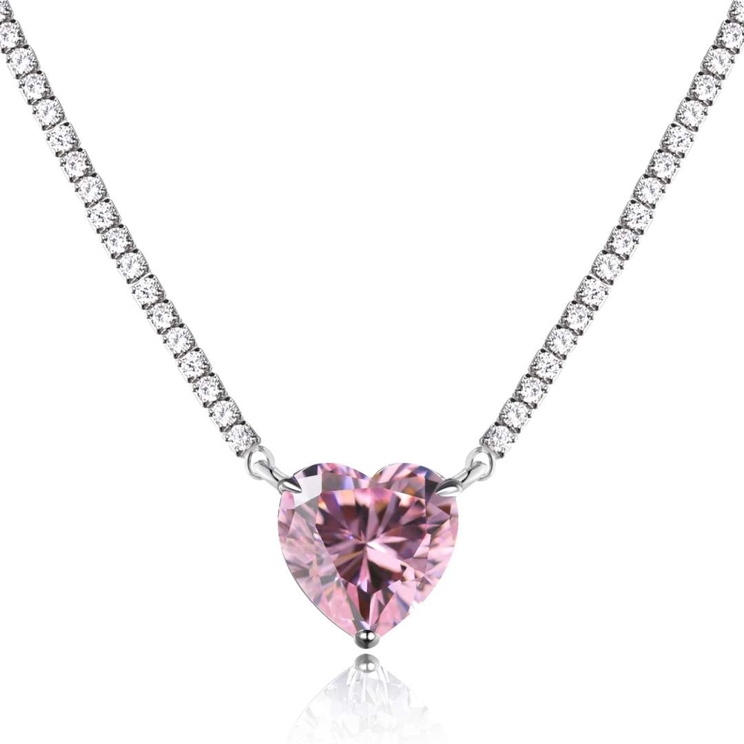 [Olivia JW]8.0 Carat Versatile Colorful Sweet Heart-Shaped Tennis Necklace