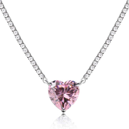 [Olivia JW]8.0 Carat Versatile Colorful Sweet Heart-Shaped Tennis Necklace