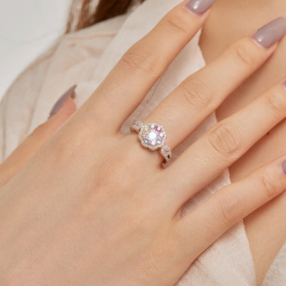 [Olivia JW]Delicate Colorful Round Cut Flower Shape Wedding Ring