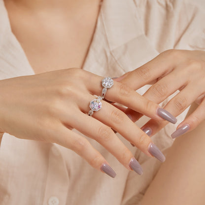 [Olivia JW]Delicate Colorful Round Cut Flower Shape Wedding Ring