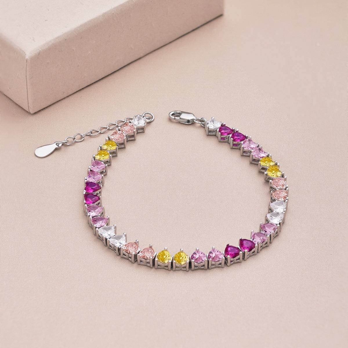 [Olivia JW]Luxurious Colorful Romantic Heart Shape Lover Bracelet