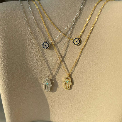 [Olivia JW]Demon Eye Hamsa Palm Necklace