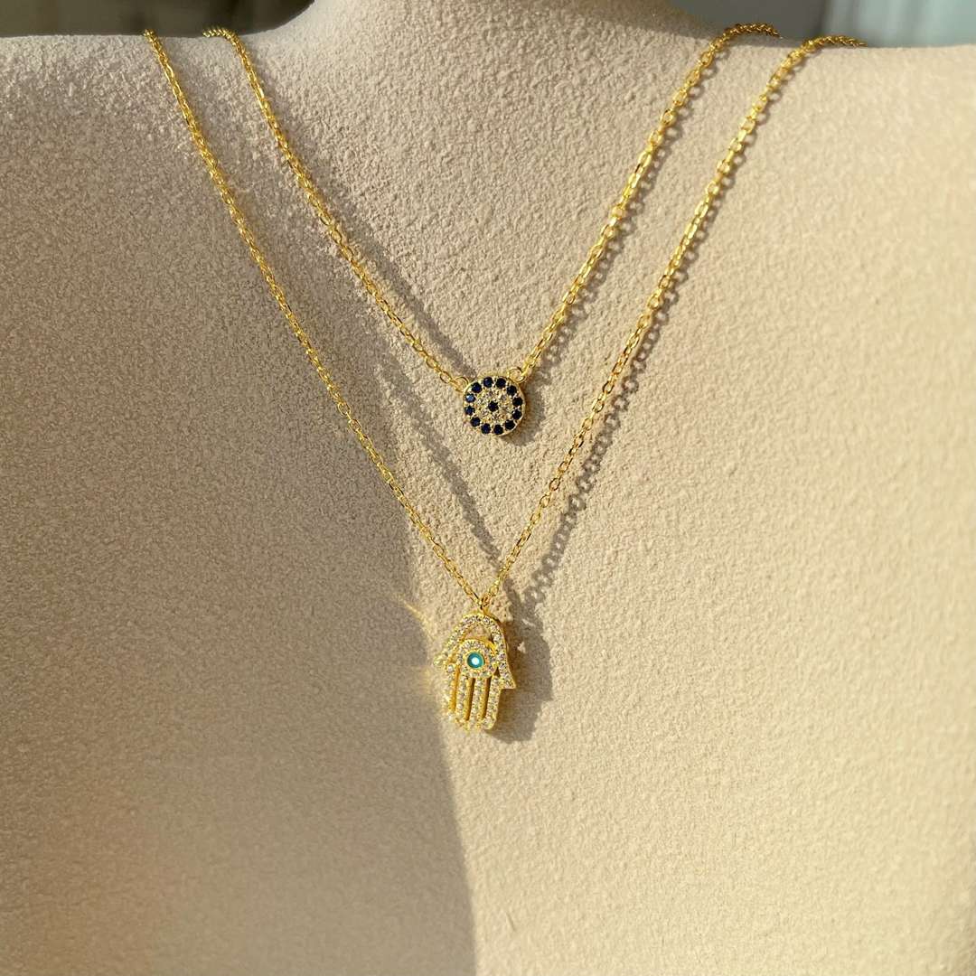 [Olivia JW]Demon Eye Hamsa Palm Necklace