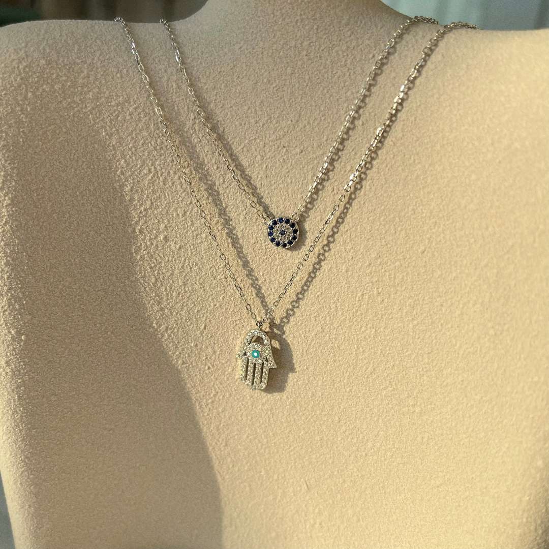[Olivia JW]Demon Eye Hamsa Palm Necklace