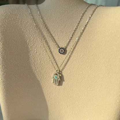 [Olivia JW]Demon Eye Hamsa Palm Necklace