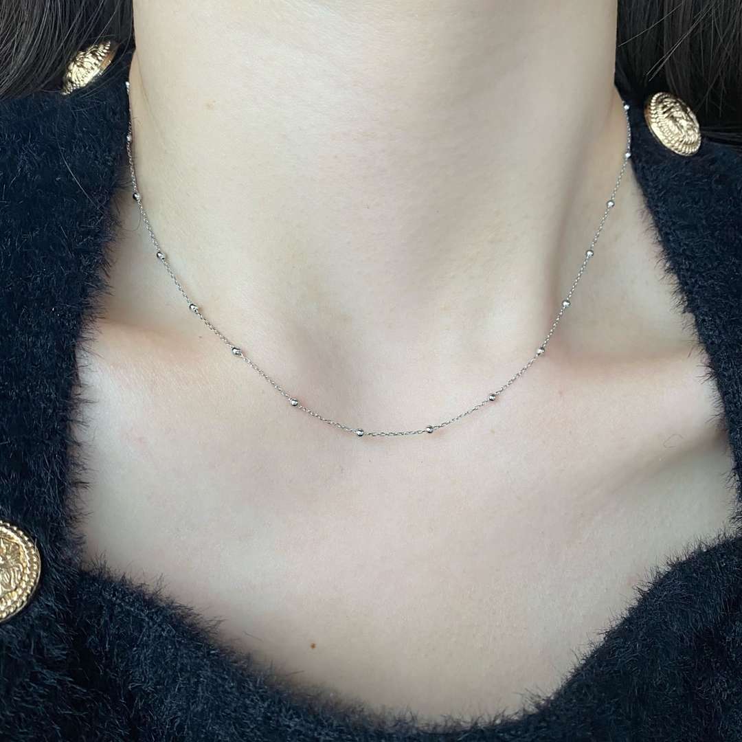 [Olivia JW]Small Bead Clavicle Chain Simple Necklace