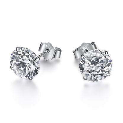[Olivia JW]Stylish Shiny Round Center Stone Stud Earrings