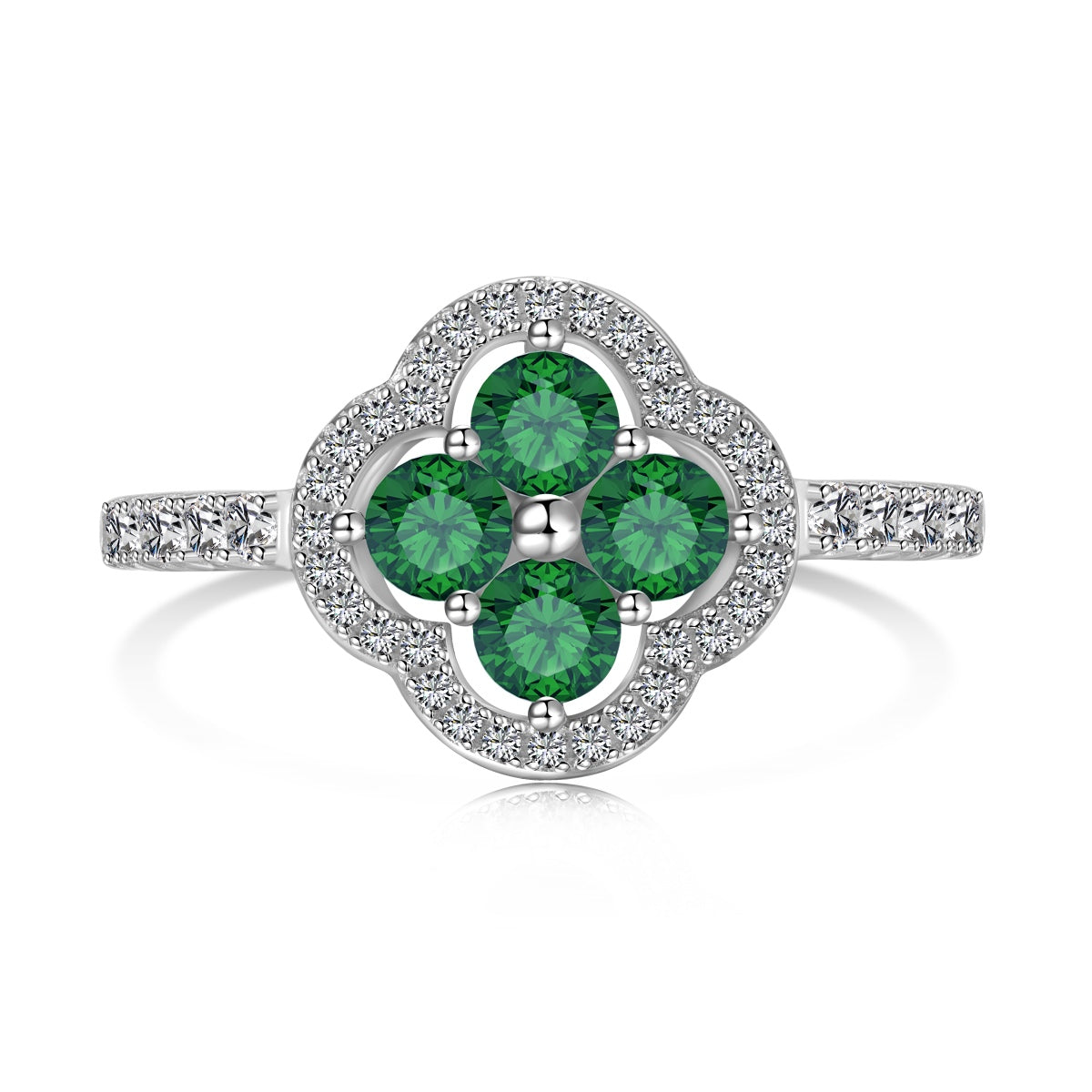 [Olivia JW]Four Leaf Clover Flower Design Ring