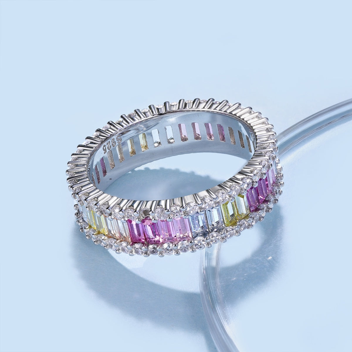 [Olivia JW]Dainty Kaleidoscopic Emerald Cut Daily Ring