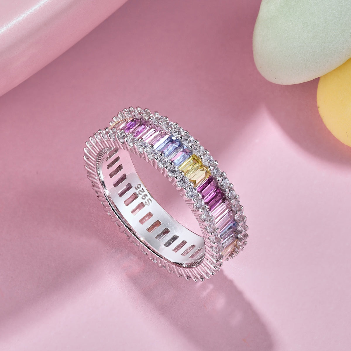 [Olivia JW]Dainty Kaleidoscopic Emerald Cut Daily Ring