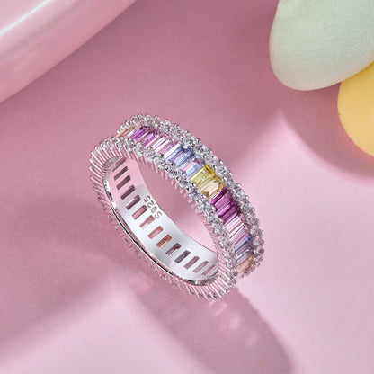 [Olivia JW]Dainty Kaleidoscopic Emerald Cut Daily Ring