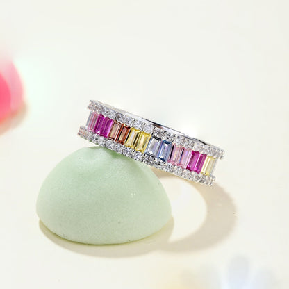 [Olivia JW]Dainty Kaleidoscopic Emerald Cut Daily Ring