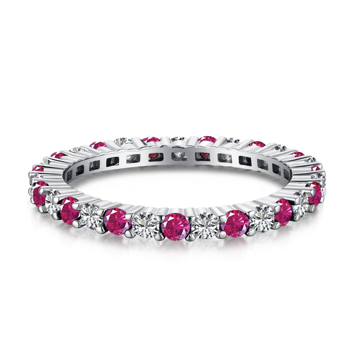 [Olivia JW]Exquisite Colorful Round Cut Tennis Ring