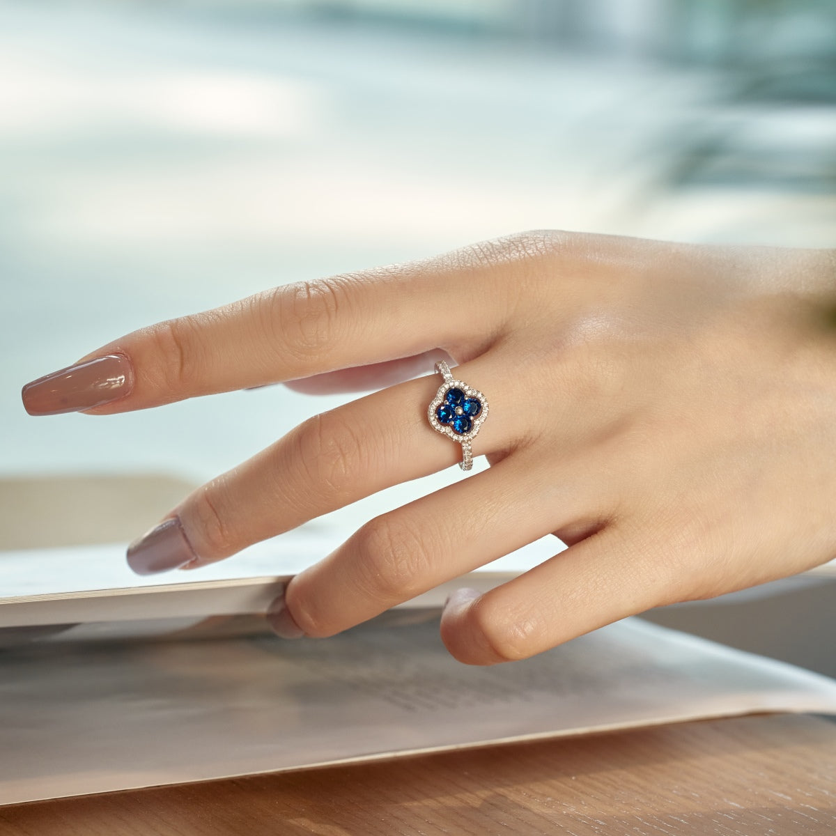 [Olivia JW]Four Leaf Clover Flower Design Ring