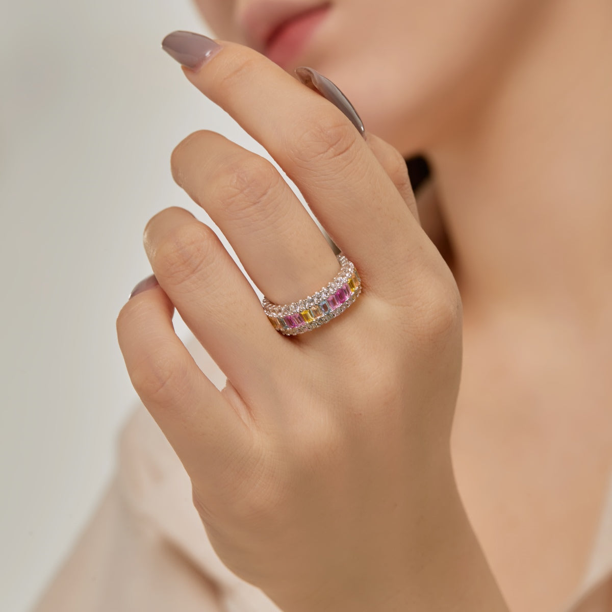 [Olivia JW]Dainty Colorful Radiant Cut Daily Ring