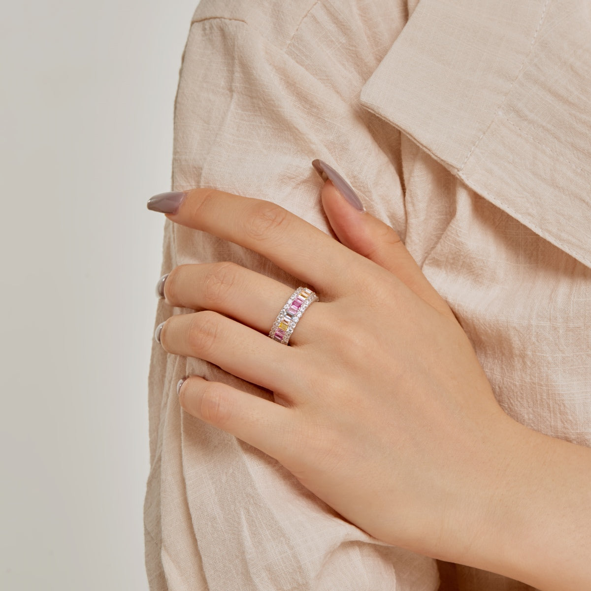 [Olivia JW]Dainty Colorful Radiant Cut Daily Ring
