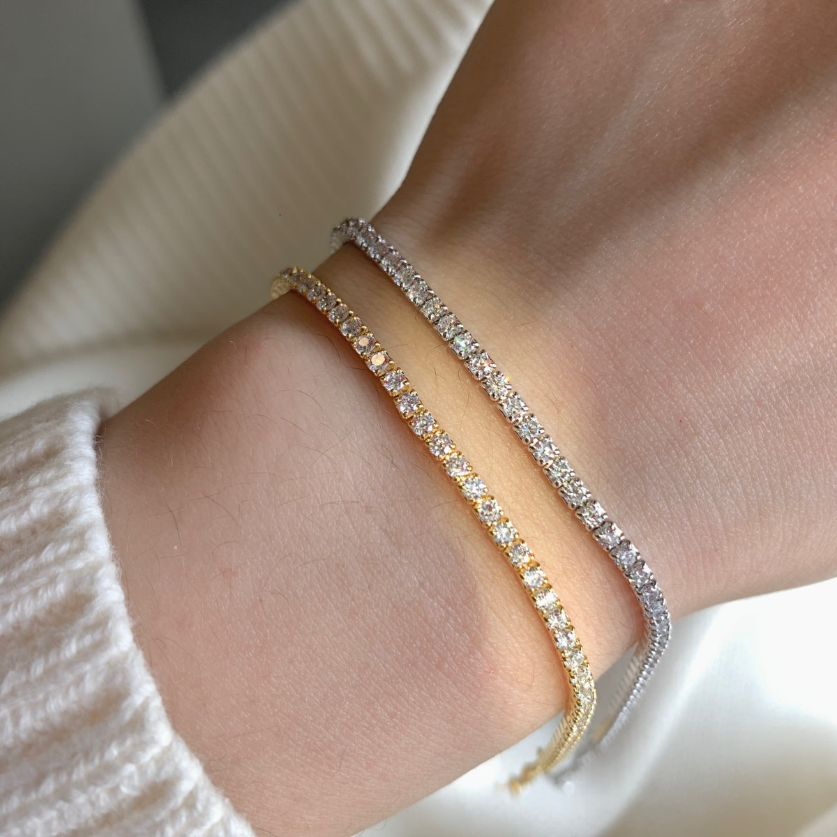 [Olivia JW]Radiant Shinning Princess Cut Tennis Bracelet