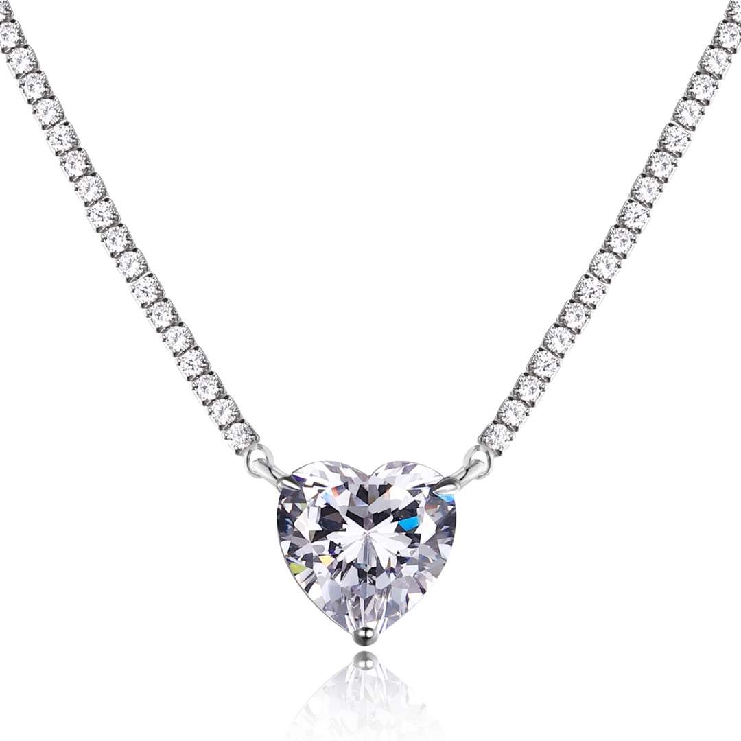 [Olivia JW]8.0 Carat Versatile Colorful Sweet Heart-Shaped Tennis Necklace