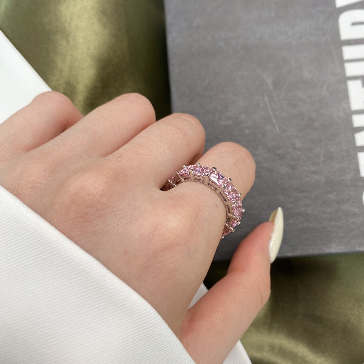 [Olivia JW]Elegant Princess Cut Tennis Ring
