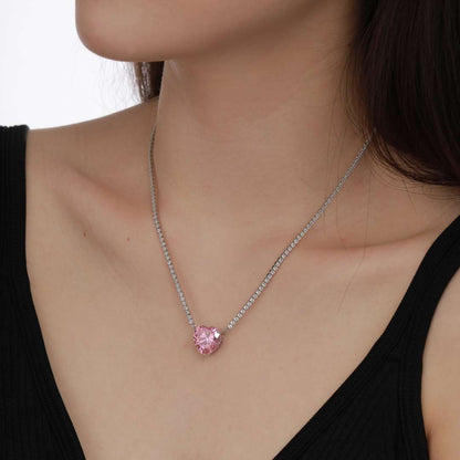 [Olivia JW]8.0 Carat Versatile Colorful Sweet Heart-Shaped Tennis Necklace