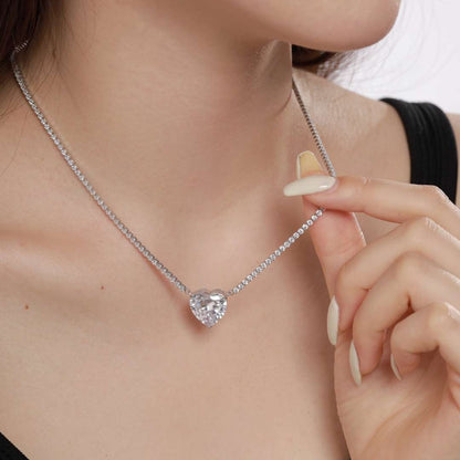 [Olivia JW]8.0 Carat Versatile Colorful Sweet Heart-Shaped Tennis Necklace