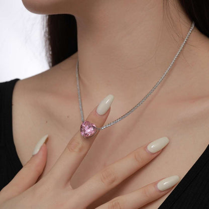 [Olivia JW]8.0 Carat Versatile Colorful Sweet Heart-Shaped Tennis Necklace