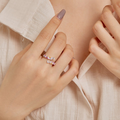 [Olivia JW]Charming Colorful Radiant Cut Adjustable Daily Ring