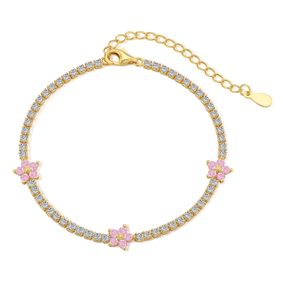 [Olivia JW]Sparkling Flower Shape Tennis Bracelet