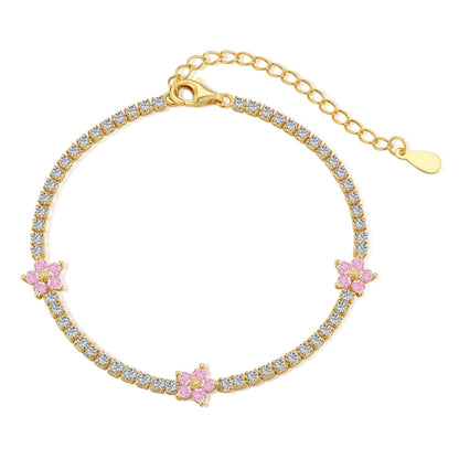 [Olivia JW]Sparkling Flower Shape Tennis Bracelet