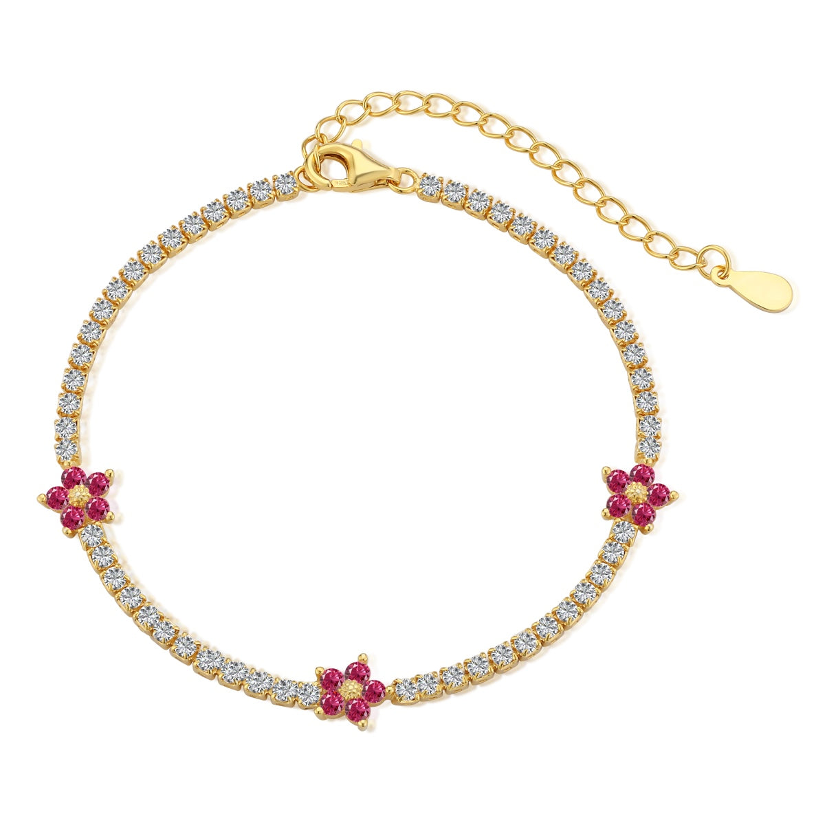 [Olivia JW]Sparkling Flower Shape Tennis Bracelet