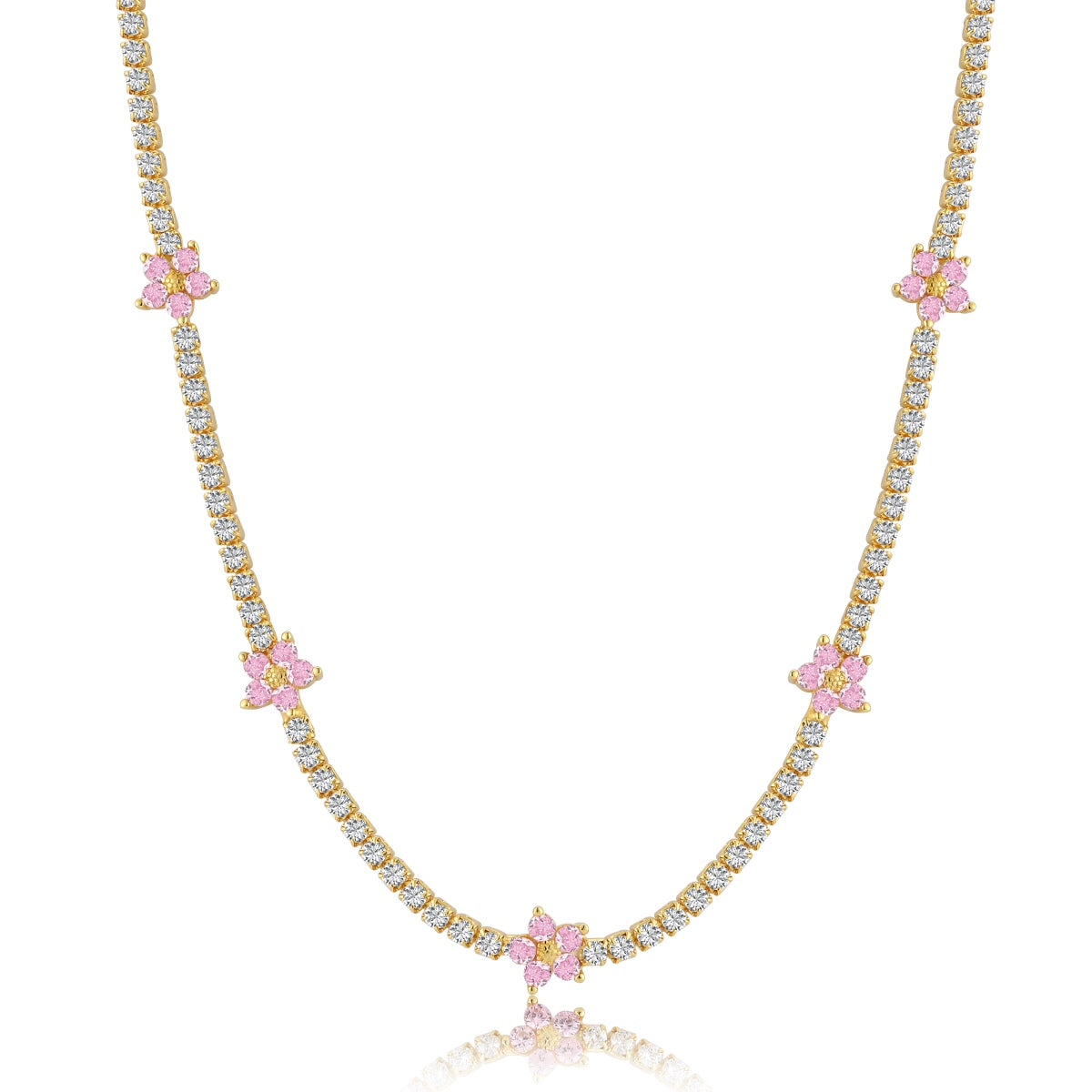 [Olivia JW]Luxurious Colorful Flower Tennis Necklace
