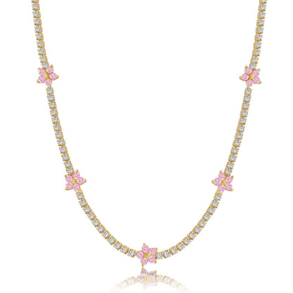 [Olivia JW]Luxurious Colorful Flower Tennis Necklace