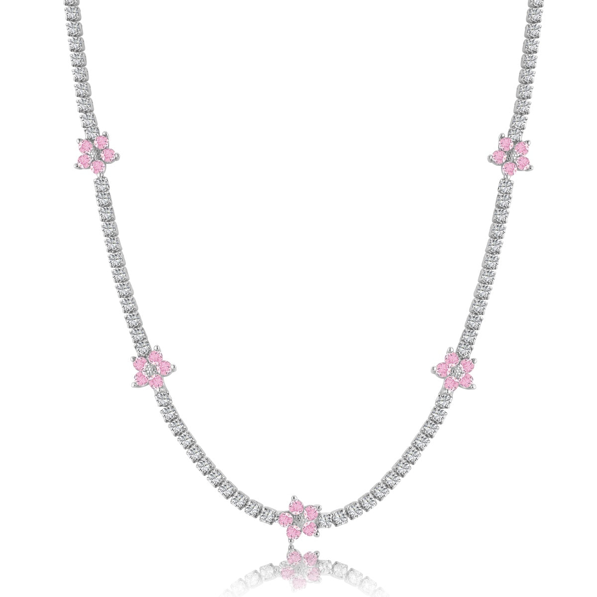 [Olivia JW]Luxurious Colorful Flower Tennis Necklace