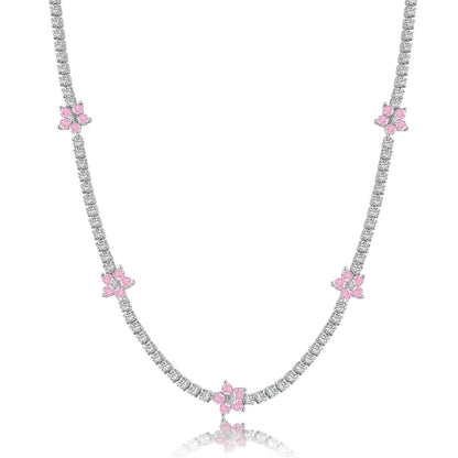 [Olivia JW]Luxurious Colorful Flower Tennis Necklace