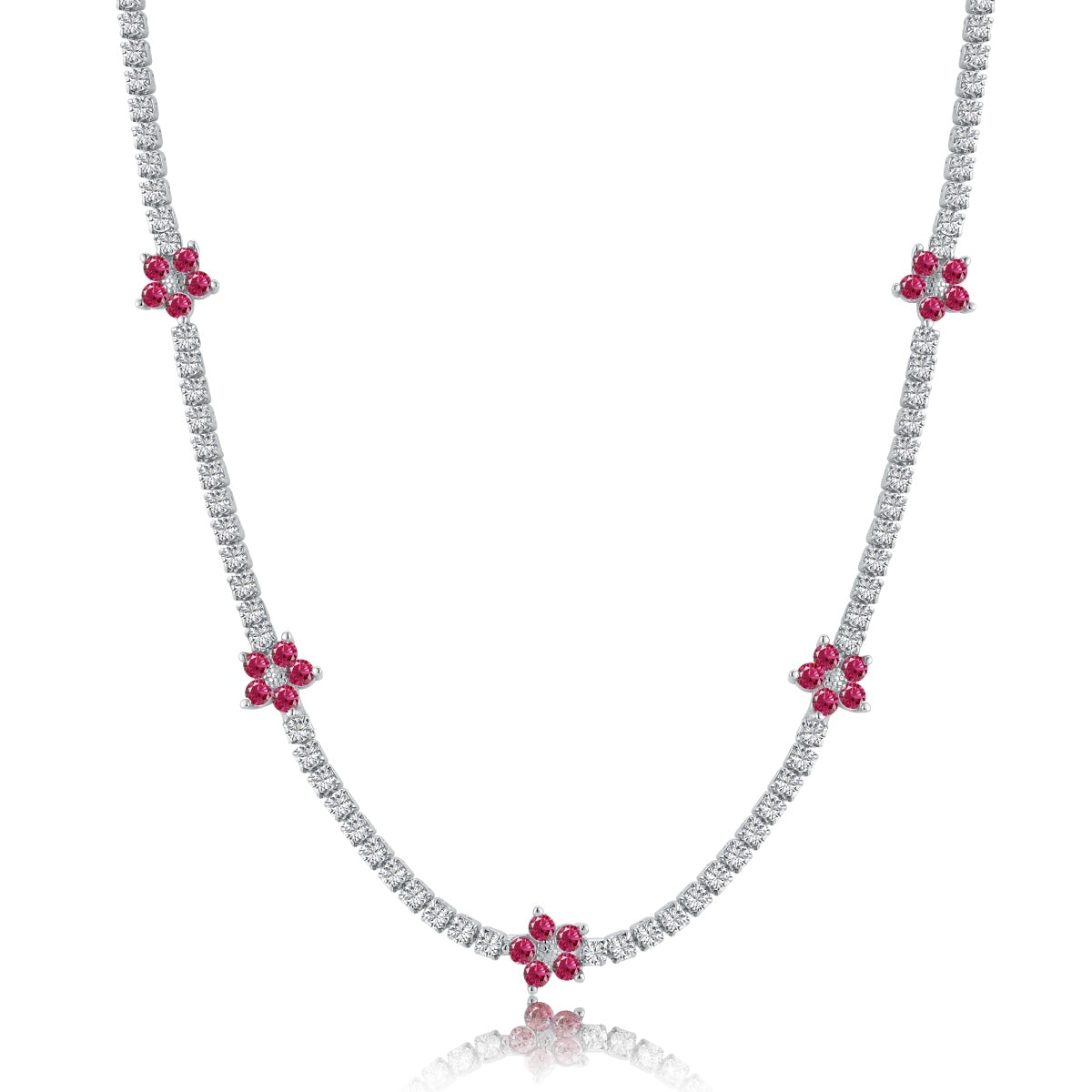 [Olivia JW]Luxurious Colorful Flower Tennis Necklace
