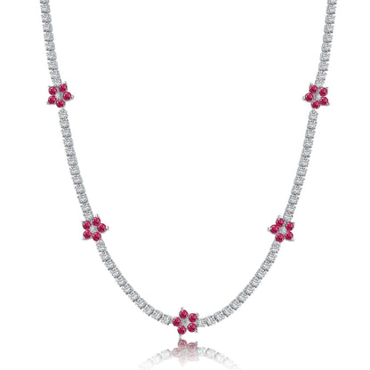 [Olivia JW]Luxurious Colorful Flower Tennis Necklace