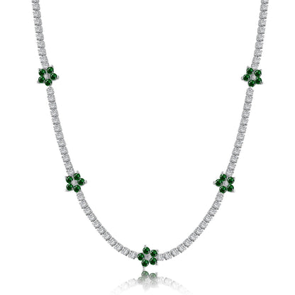 [Olivia JW]Luxurious Colorful Flower Tennis Necklace