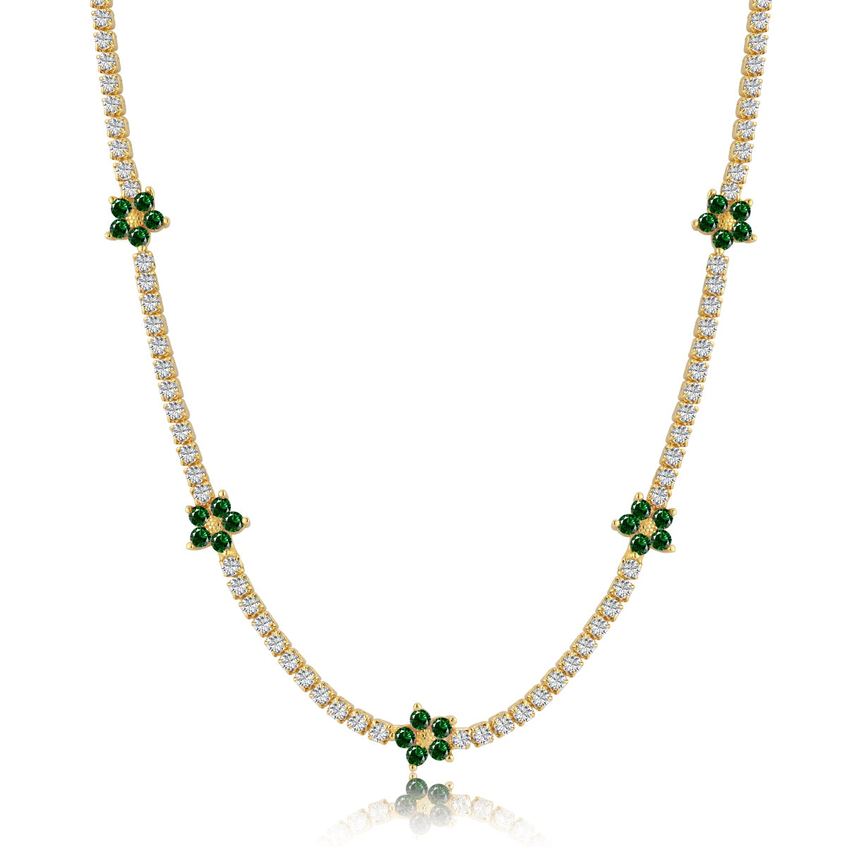 [Olivia JW]Luxurious Colorful Flower Tennis Necklace