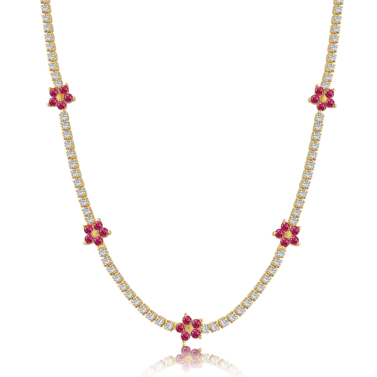 [Olivia JW]Luxurious Colorful Flower Tennis Necklace