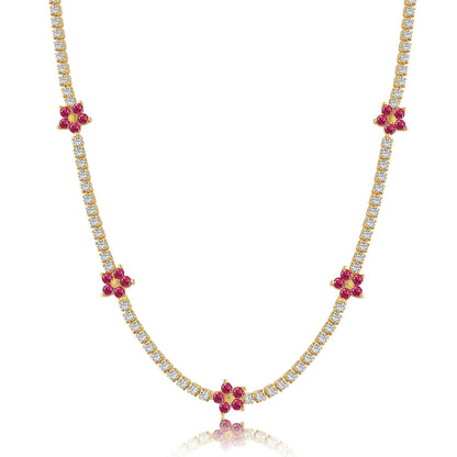 [Olivia JW]Luxurious Colorful Flower Tennis Necklace