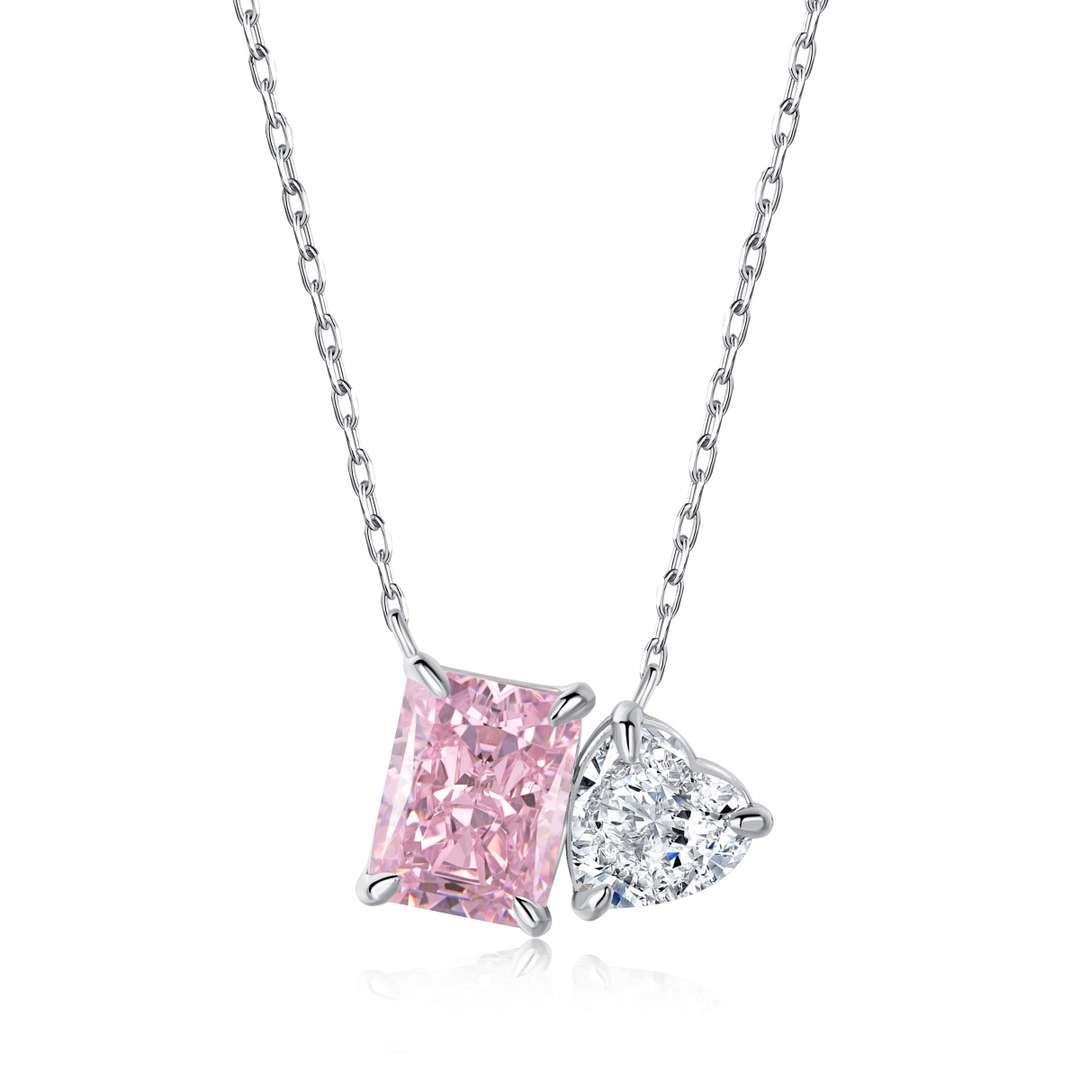 [Olivia JW]Dazzling Square & Heart Shape Necklace