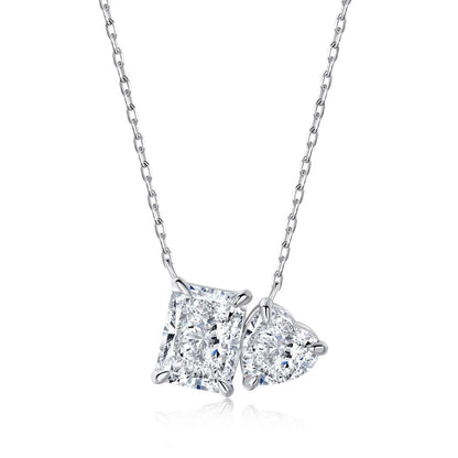 [Olivia JW]Dazzling Square & Heart Shape Necklace