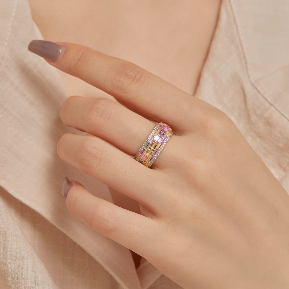 [Olivia JW]Radiant Colorful Radiant Cut Daily Ring