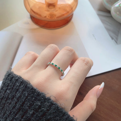 [Olivia JW]Exquisite Colorful Round Cut Tennis Ring