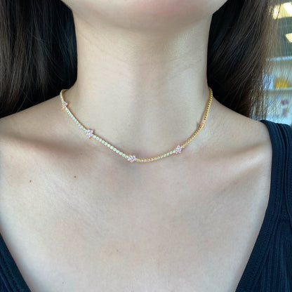 [Olivia JW]Luxurious Colorful Flower Tennis Necklace