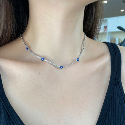 [Olivia JW]Luxurious Colorful Flower Tennis Necklace