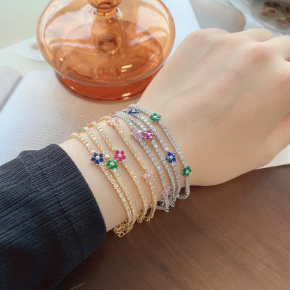 [Olivia JW]Sparkling Flower Shape Tennis Bracelet
