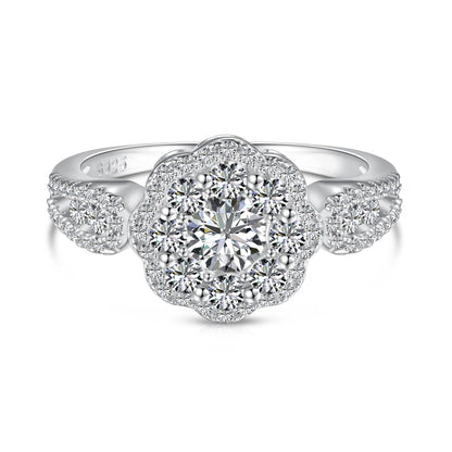 [Olivia JW]Delicate Colorful Round Cut Flower Shape Wedding Ring