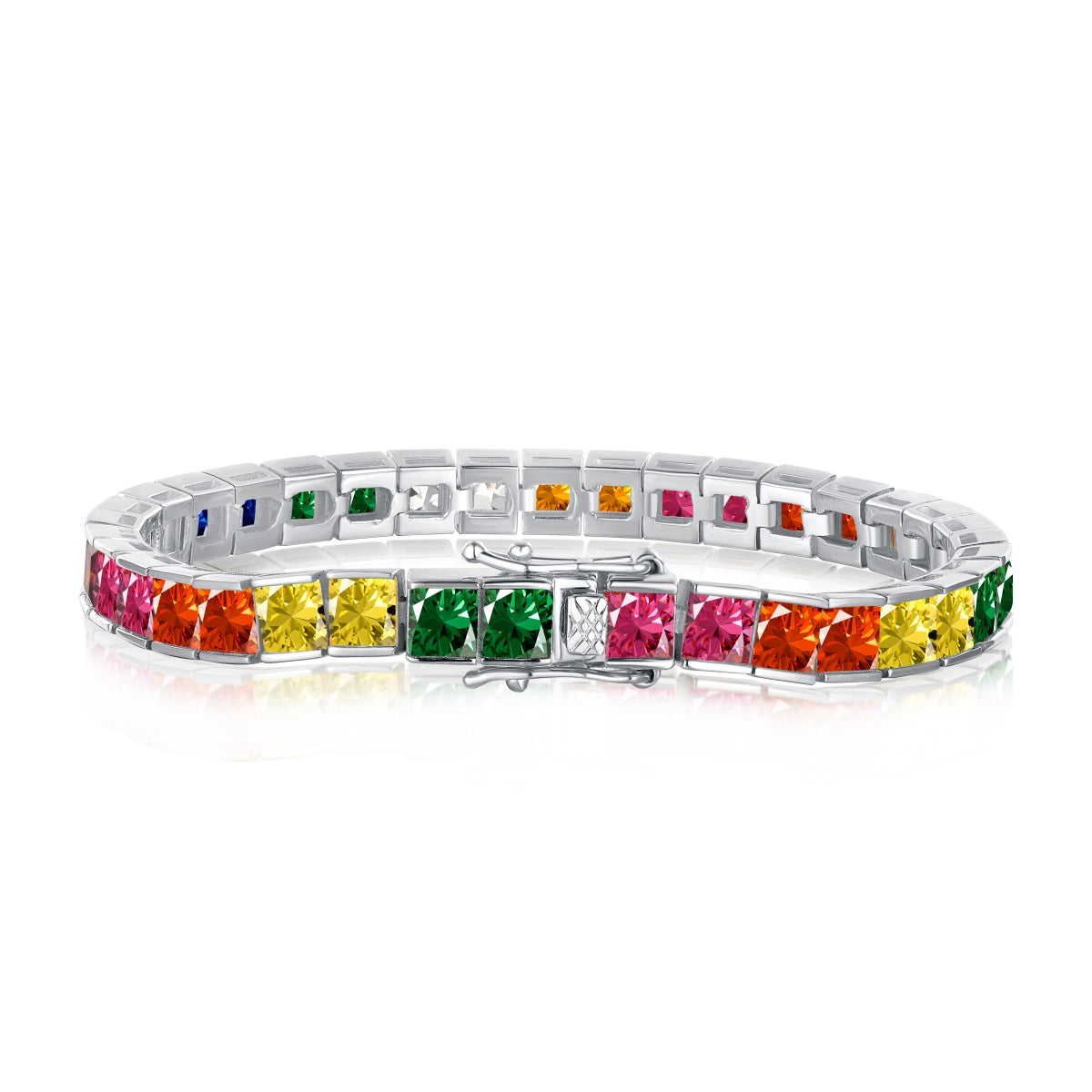 [Olivia JW]Radiant Colorful Princess Cut Tennis Bracelet