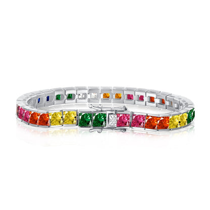 [Olivia JW]Radiant Colorful Princess Cut Tennis Bracelet